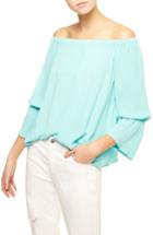 Petite Women's Sanctuary Off The Shoulder Blouse, Size P - Blue