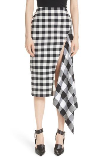 Women's Monse Gingham Slash Detail Wool Blend Gingham Skirt - Black