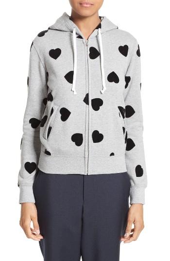 Women's Comme Des Garcons Flocky Heart Zip Hoodie