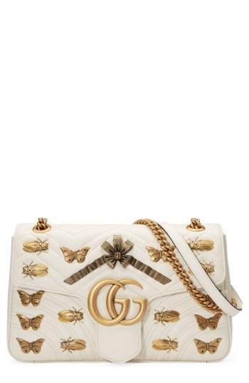 Gucci Medium Gg Marmont 2.0 Animal Stud Matelasse Leather Shoulder Bag - White