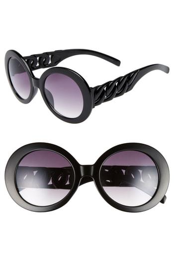 Women's Bp. 52mm Round Chain Detail Sunglasses - Black