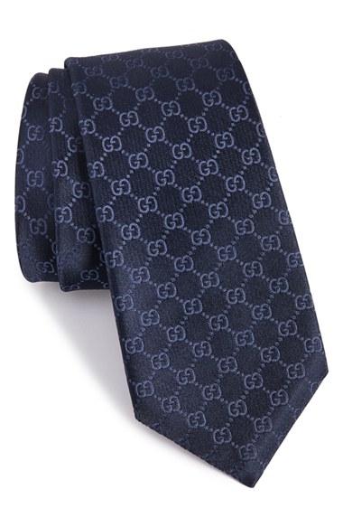 Men's Gucci Federa Silk Jacquard Tie, Size - Blue