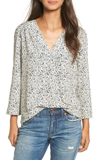 Women's Hinge Print V-neck Top, Size - Ivory