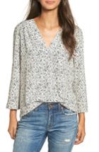Women's Hinge Print V-neck Top, Size - Ivory