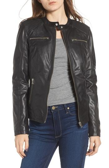 Women's Lamarque Trapunto Detail Racer Jacket - Black
