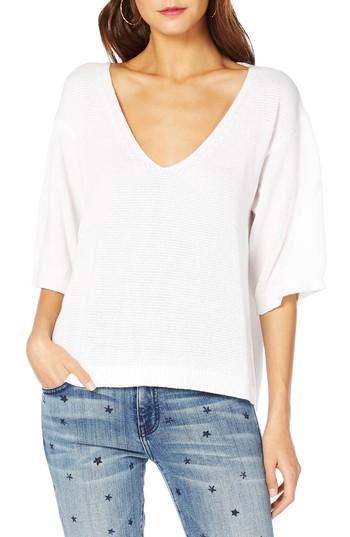 Women's Michael Stars Lattice Back Sweater - White