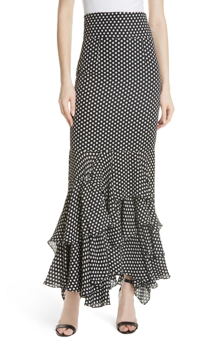 Women's Milly Dot Print Silk Georgette Skirt