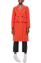 Women's Topshop Editors Double Breasted Coat Us (fits Like 0) - Red