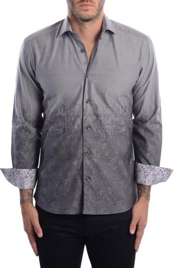 Men's Bertigo Abstract Modern Fit Sport Shirt, Size - Grey