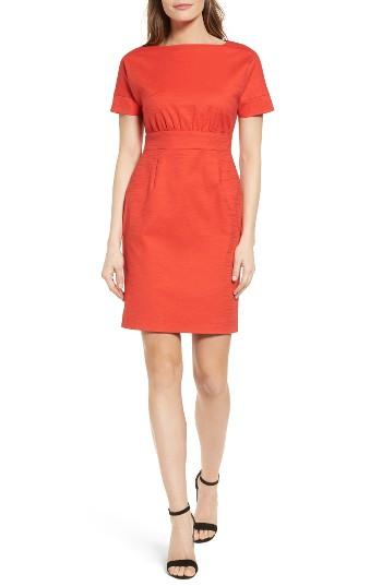 Women's Halogen Stretch Cotton Jacquard Sheath Dress - Red