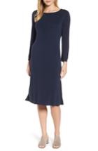 Women's Eileen Fisher Bateau Neck Knit Dress, Size - Blue