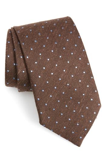Men's Ermengildo Zegna Dot Silk Tie, Size - Brown