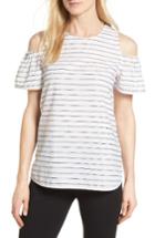 Women's Nordstrom Collection Stripe Cold Shoulder Top - White