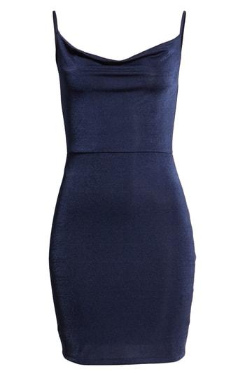 Women's Madison & Berkeley Cowl Neck Minidress - Blue
