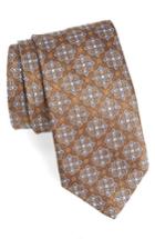 Men's David Donahue Medallion Silk Tie, Size X-long - Brown
