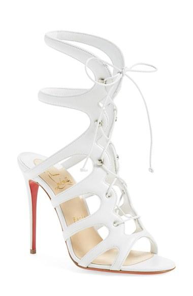 Women's Christian Louboutin 'amazoulo' Gladiator Sandal Us / 35eu - White