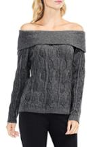 Women's Vince Camuto Off The Shoulder Cable Sweater, Size - Grey
