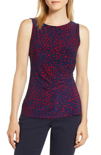 Women's Anne Klein Geometric Hearts Side Twist Sleeveless Top - Blue