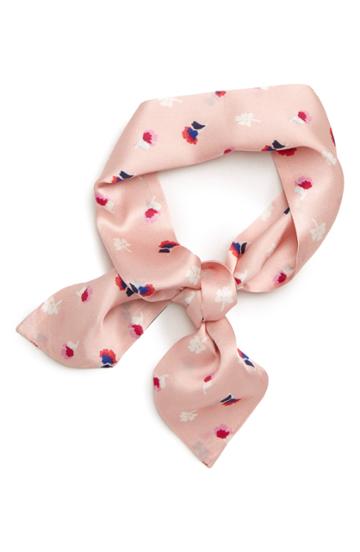 Women's Halogen Floral Silk Tie Scarf, Size - Pink