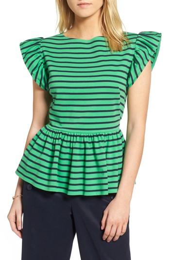 Women's 1901 Stripe Knit Peplum Top - Green