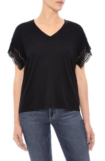 Women's Joe's Millie Eyelet Trim Tee - Black