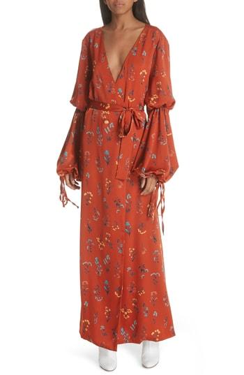 Women's Caroline Constas Doria Puff Sleeve Wrap Dress - Orange