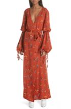 Women's Caroline Constas Doria Puff Sleeve Wrap Dress - Orange