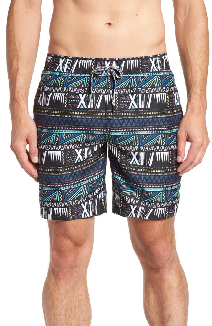 Men's The Rail Print Swim Trunks - Black