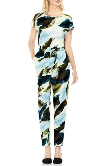 Women's Vince Camuto Breezy Leaves Belted Jumpsuit - White
