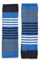 Women's Eileen Fisher Stripe Merino Wool Fingerless Gloves, Size - Blue