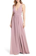Women's Ceremony By Joanna August Knot Strap Chiffon Wrap Gown
