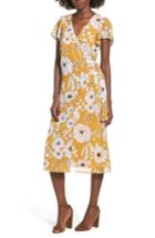 Women's Row A Floral Surplice Midi Dress - Yellow