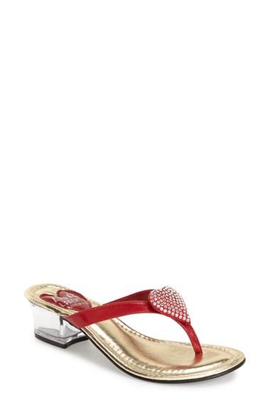 Women's Love And Liberty 'love' Jeweled Flip Flop Sandal M - Red
