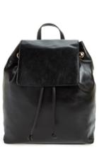 Sole Society Slouchy Faux Leather Backpack - Black