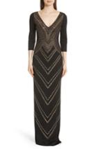 Women's St. John Evening Chevron Sequin Jacquard Knit Gown - Black