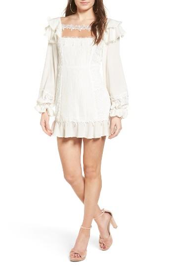 Women's For Love & Lemons Crema Silk & Linen Minidress