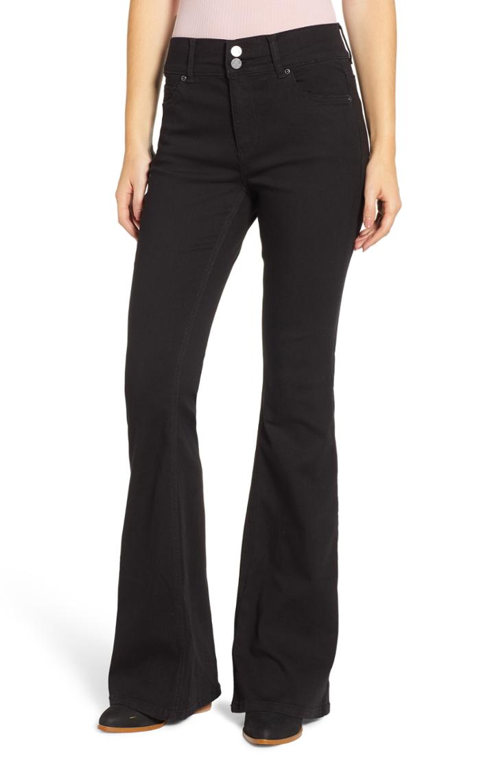 Women's Love, Fire High Waist Flare Jeans - Black