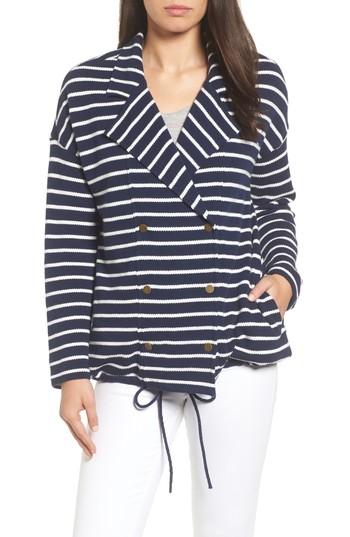 Women's Caslon Stripe Knit Drawsting Jacket - Blue