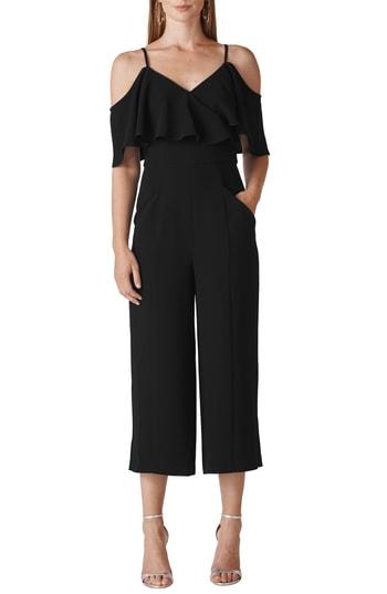Women's Whistles Camila Ruffle Cold Shoulder Crop Jumpsuit Us / 4 Uk - Black