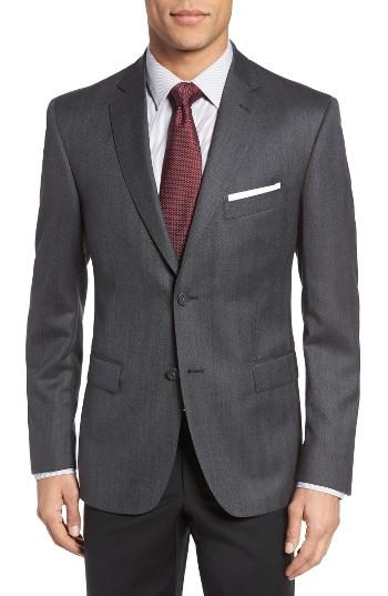 Men's Jb Britches Classic Fit Herringbone Wool Sport Coat R - Grey