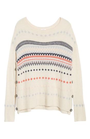 Women's Caslon Long Sleeve Side Button Sweater - Ivory