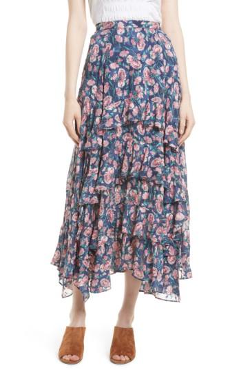 Women's Rebecca Taylor Tea Rose Ruffle Jacquard Skirt - Blue