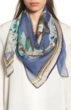 Women's Vince Camuto Dreamscape Floral Silk Chiffon Scarf, Size - Blue