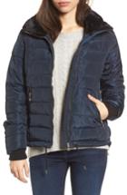 Women's Dorothy Perkins Puffer Jacket With Faux Fur Collar Lining Us / 8 Uk - Blue