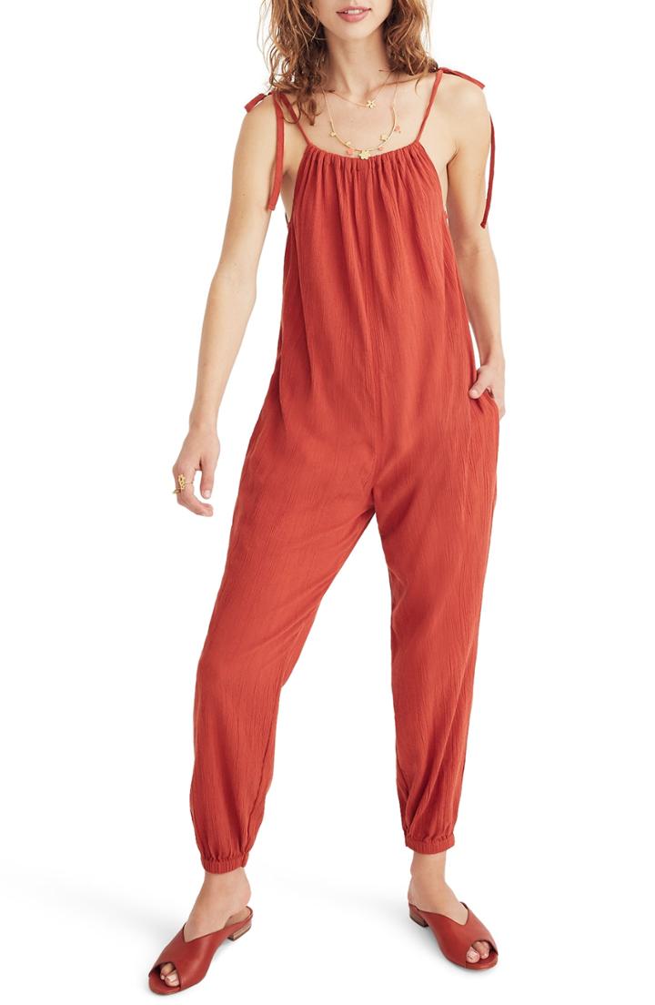Women's Madewell Tie Strap Gauze Jumpsuit