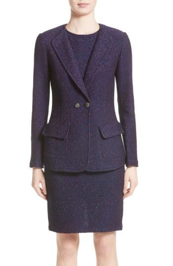 Women's St. John Collection Broken Chevron Knit Jacket - Blue