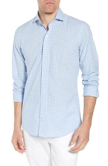 Men's Ledbury Clermont Slim Fit Gingham Sport Shirt .5 34 - Blue