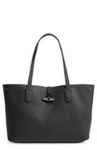 Longchamp Roseau Essential Mid Leather Tote - Black