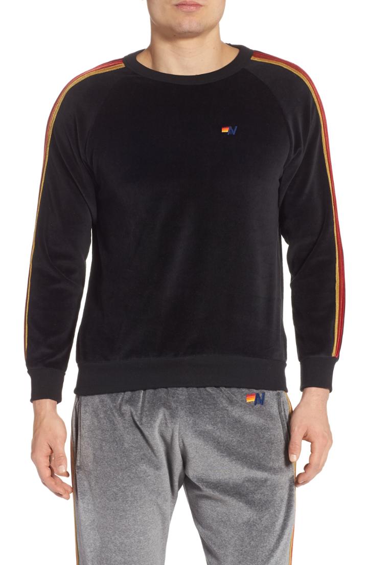 Men's Aviator Nation Classic Velour Raglan Sweatshirt - Black