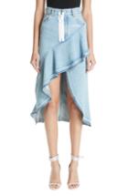Women's Off-white Ruffled Denim Skirt Us / 42 It - Blue